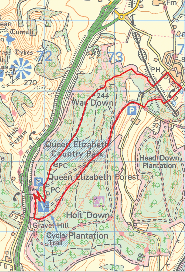 The route through the Queen Elizabeth Country Park to Buriton