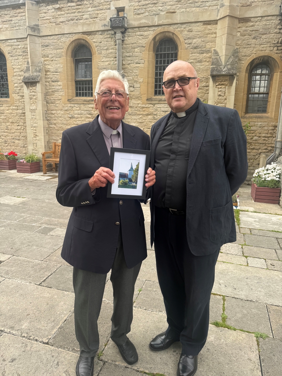 The Rev Arnold Bennett with the current interim priest-in-charge of Hayling Island, the Rev Nick Todd