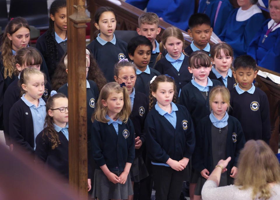 Young singers from Queensgate School in Whippingham lead the singing at St Mary’s Church in Cowes