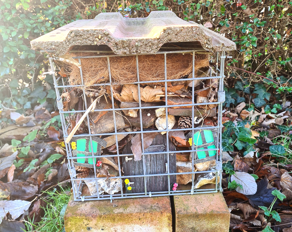 The ‘bug hotel’ installed in the churchyard at Church of the Resurrection