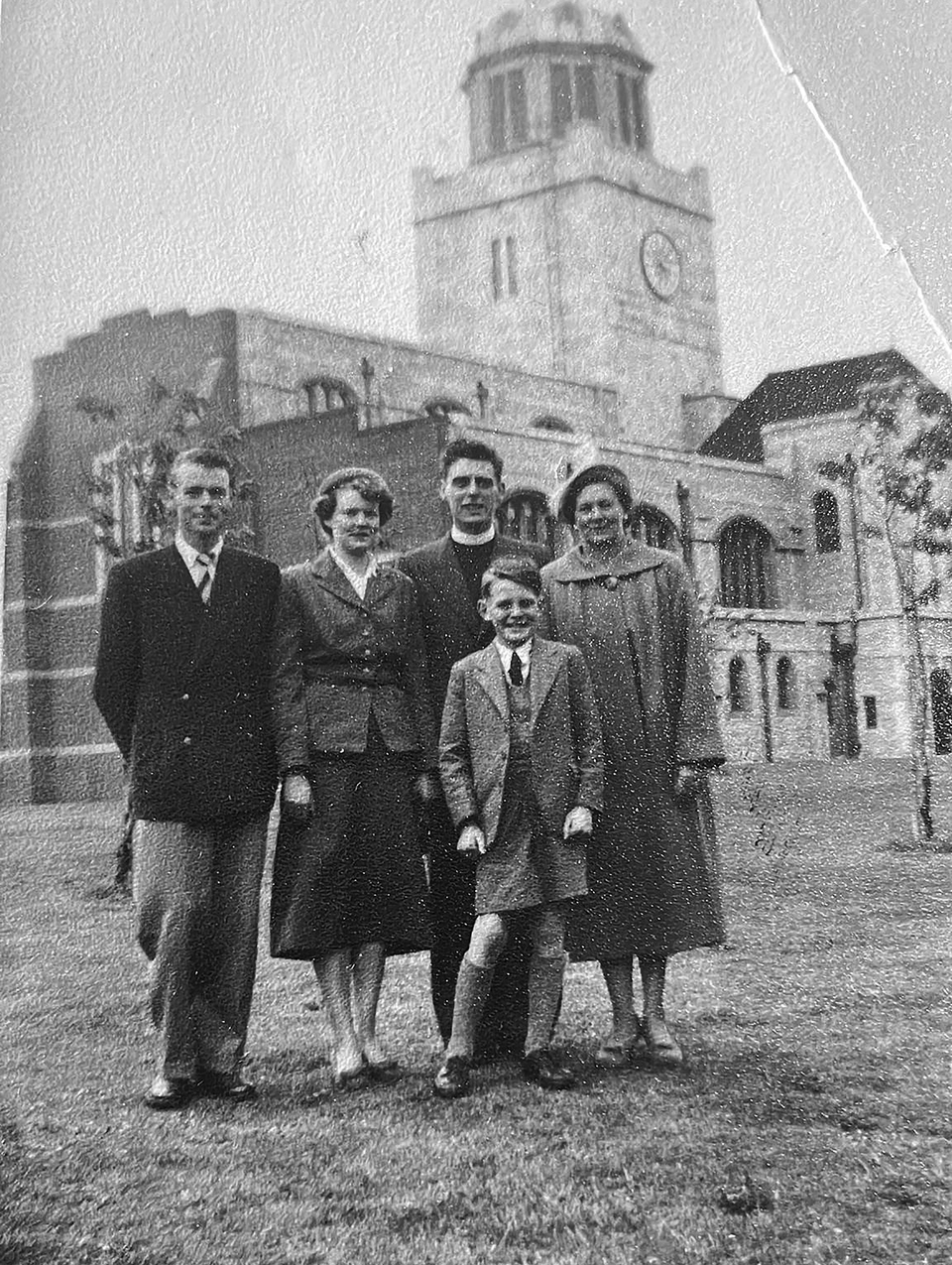 The Rev Arnold Bennett at Portsmouth Cathedral with his family in the 1950s