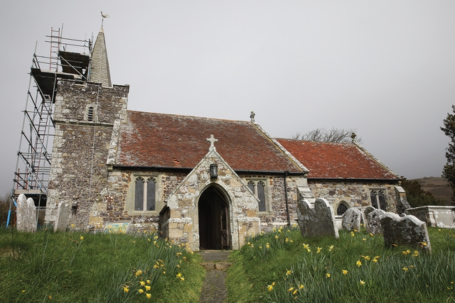 The historic Mottistone Church on the Isle of Wight
