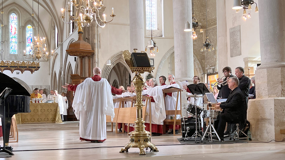 The cathedral choir were accompanied by a jazz ensemble