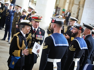 HRH the Princess Royal helps lay up the Queen's Colour