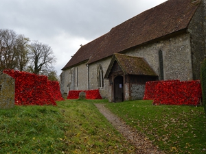 Poppy display outside historic church marks Remembrance