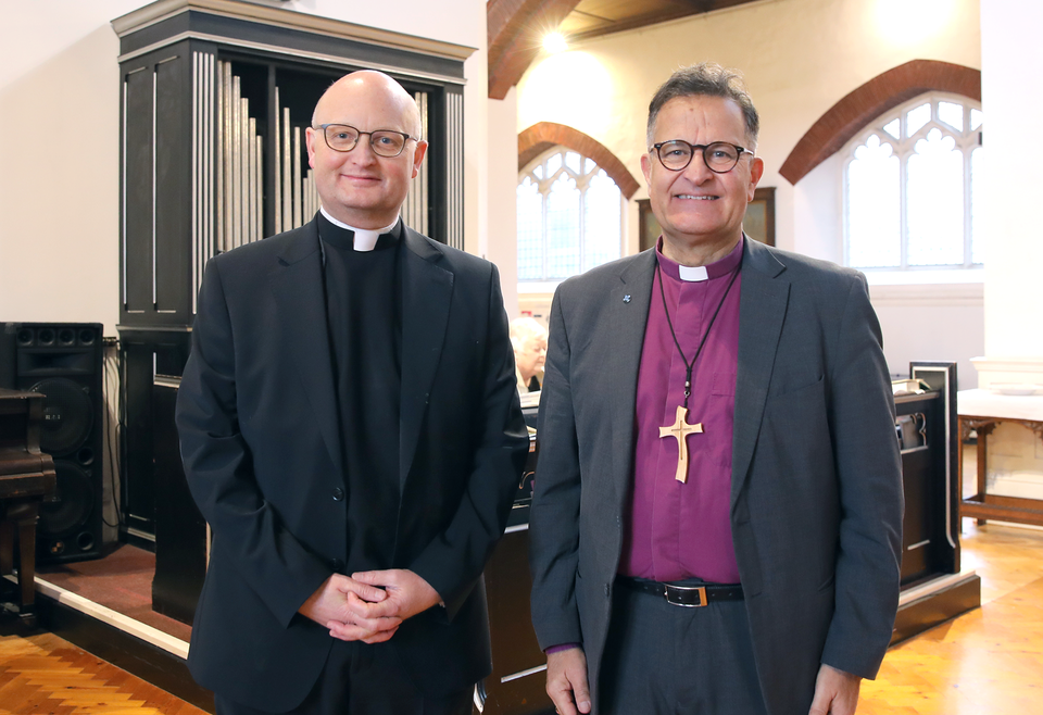 Fr Luke with +Jonathan at his service of welcome at St Saviour’s Church, Portsmouth.