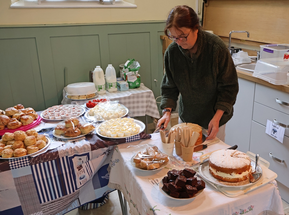 Preparing the cream tea at St Helens,  in the village of St Helens on the Isle of Wight