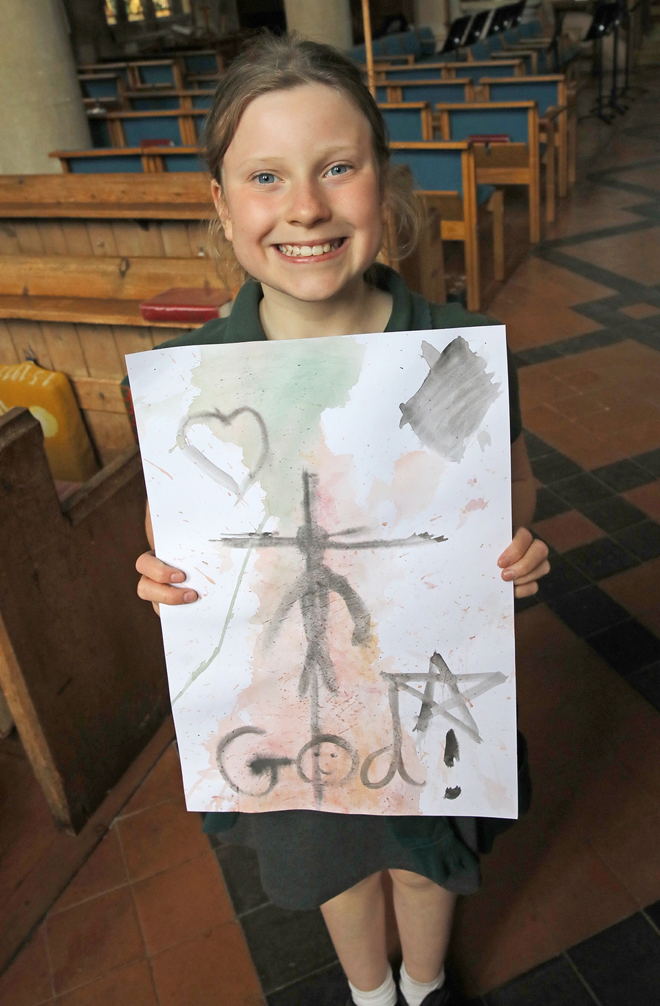 Elsie Tyler with her image of Jesus’s crucifixion