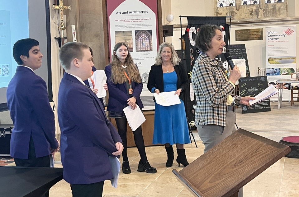 Students from Christ the King College with joint chaplain Claire Rennie and eco lead Jo James
